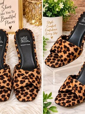 wild fable Leopard-Print Slide Mules in Brown and Black